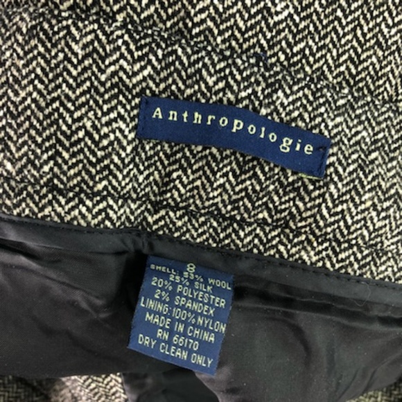 Anthropologie Herringbone Tweed Wide Leg Wool Silk - Picture 2 of 7